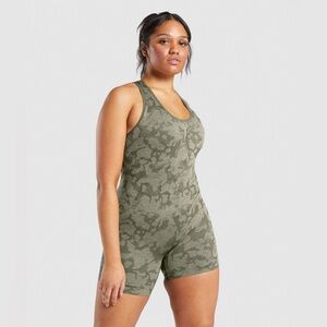 Gymshark‎ Adapt Camo Seamless All In One Onesie Green Cross-Back Size Small